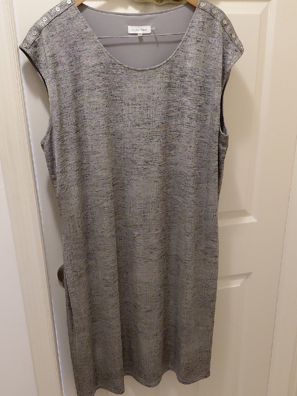 Calvin Klein Heather Gray Sleeveless Midi Shift Dress